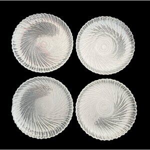 Set 4 ARCOROC Salad Dessert Plate Scalloped 7.5" SEABREEZE France Swirl Glass